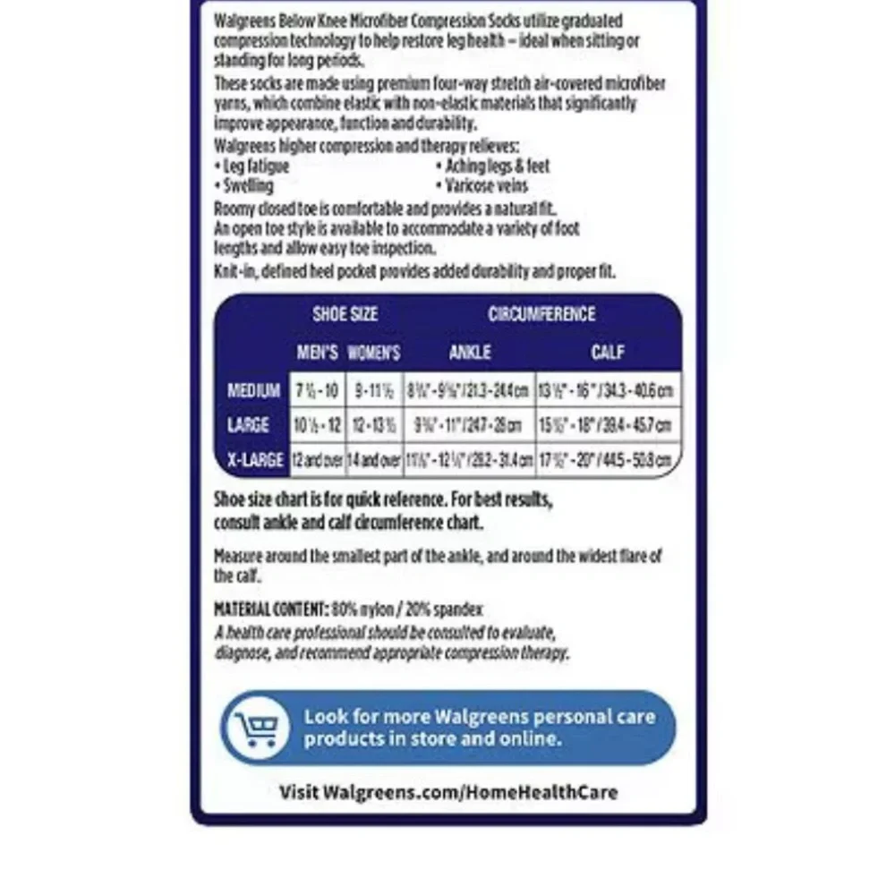 WALGREENS Microfiber Compression Socks, Knee High Beige, Medium, 1.0 pr - Picture 2 of 3